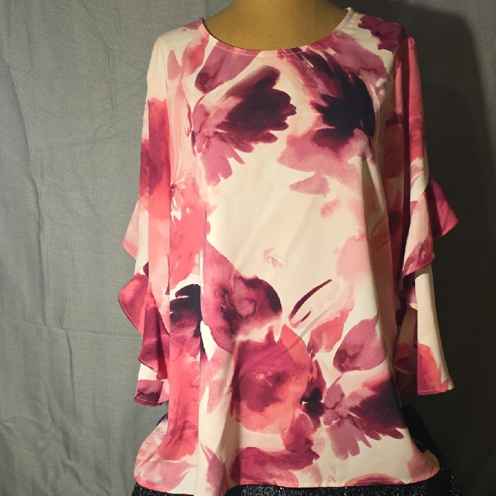 Alfani White Cream Ruffled Blouse